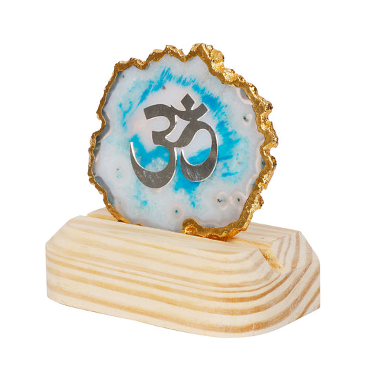 Agate Silver Plated Om Symbol for Spiritual Décor & Gifting | By Siansh