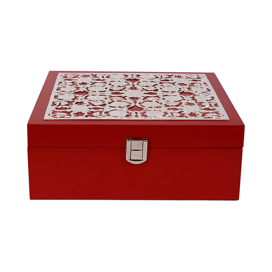 Intricately Etched Silver Plated Flower Box | 8x8 Decorative Multipurpose Gift Box