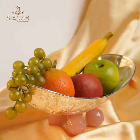 Silver Plated Bubble Texture Oval Bowl with Resin Base | Multipurpose Elegant DΓ©cor by Siansh