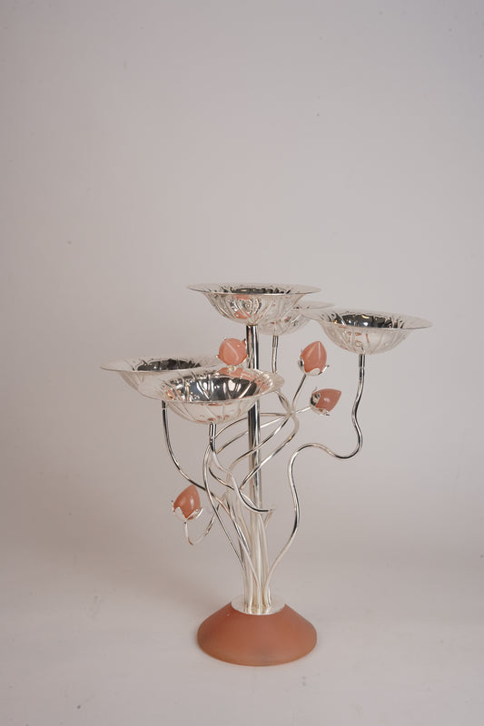 5-Bowl Silver-Plated Centre Table Décor – Artistic Brass & Resin Console Showpiece | Swede Box Included