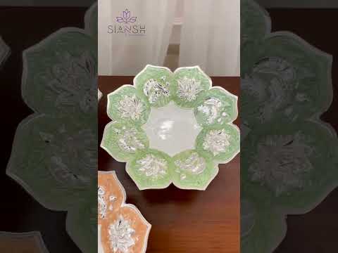 Silver-Plated Floral Engraved Platter – Decorative Console Artefact & Festive Gift Tray
