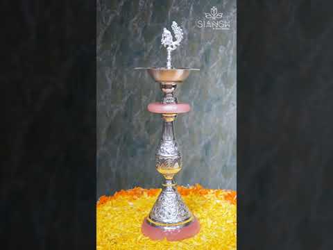 Regal Silver-Plated Samai with Peacock Motif β Handcrafted Elegance for DΓ©cor & Gifting