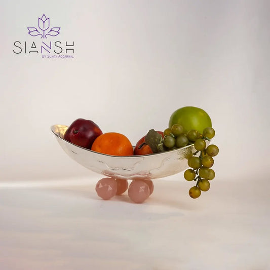 Silver Plated Bubble Texture Oval Bowl with Resin Base | Multipurpose Elegant Décor by Siansh