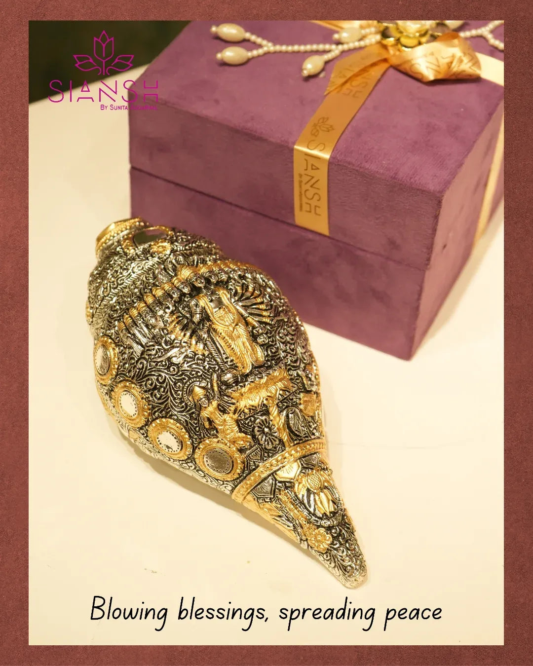 Silver Plated Vishnu Shankh – Sacred Conch Shell for Vaastu & Prosperity | Siansh