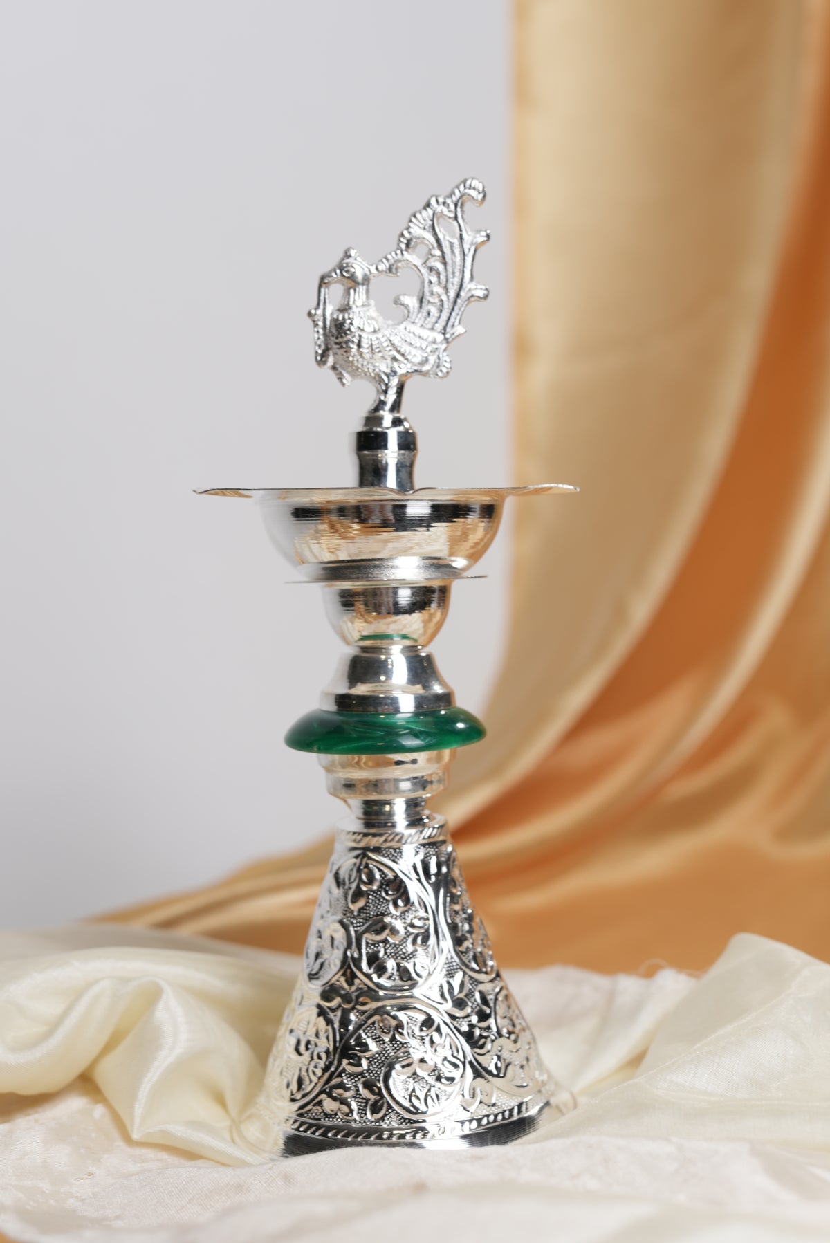 Silver Plated Peacock Samai – Elegant Incense Stand for Pooja & Gifting by Siansh