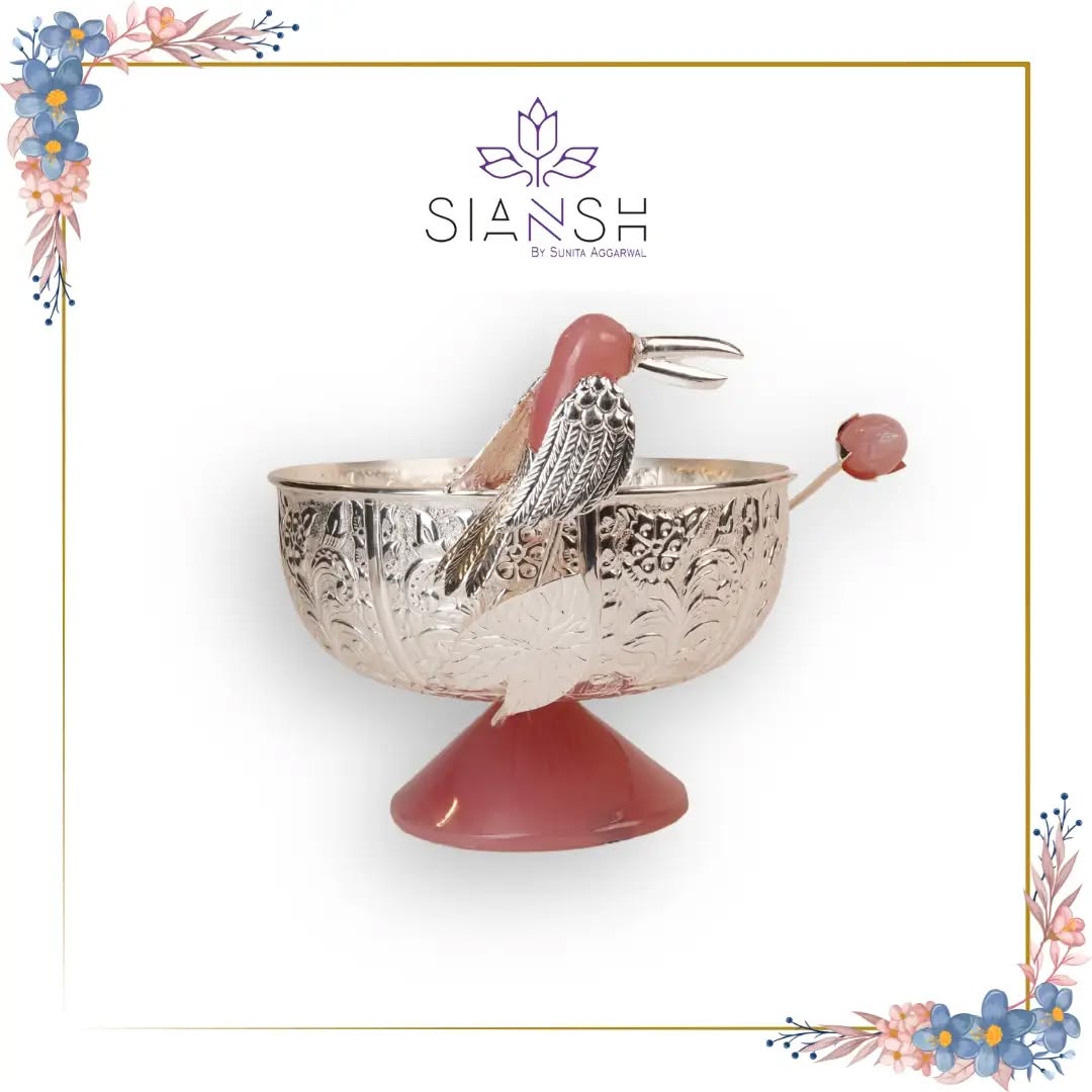 Toucan Bird Silver-Plated Round Bowl – Brass & Resin Base | Premium Décor & Gifting Bowl