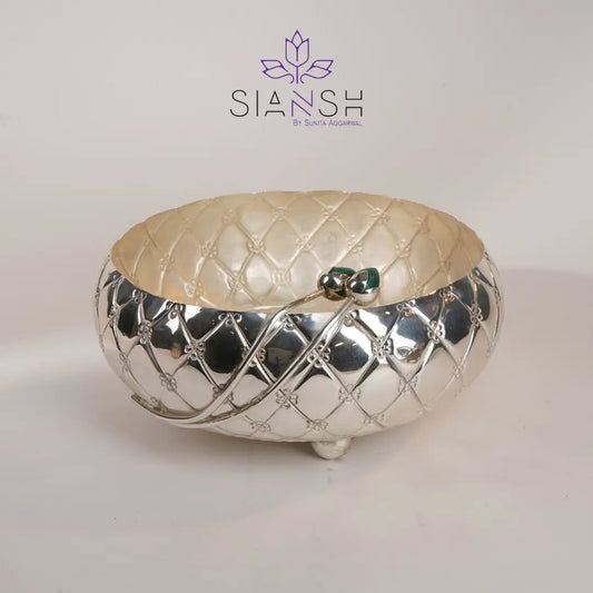 Cross Nakshi Silver Plated Bowl | Elegant Multipurpose Brass Décor by Siansh