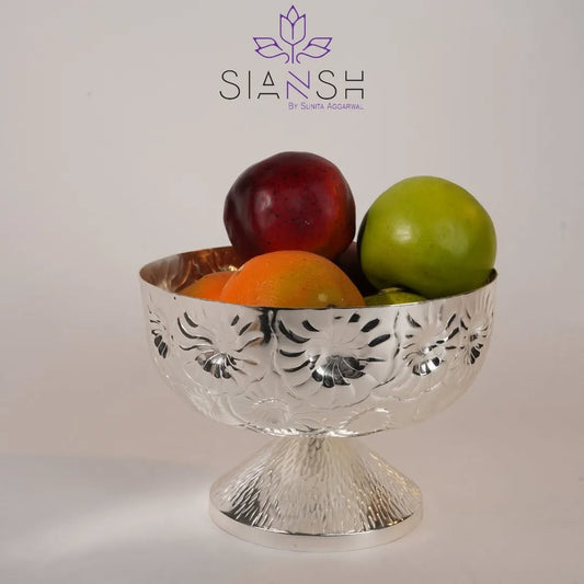 Silver-Plated Intricate Design Brass Bowl – Multipurpose Luxury Serveware | Ideal for Gifting & Décor