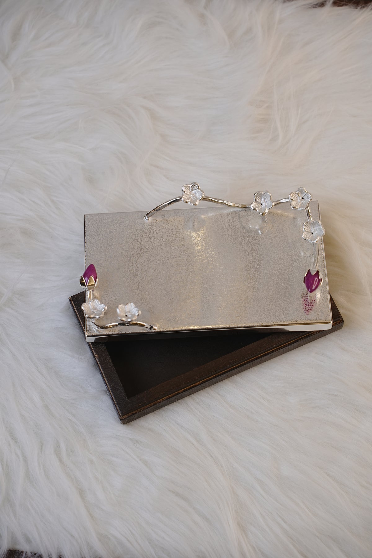 Elegant Silver-Plated Multipurpose Box with Wooden Base
