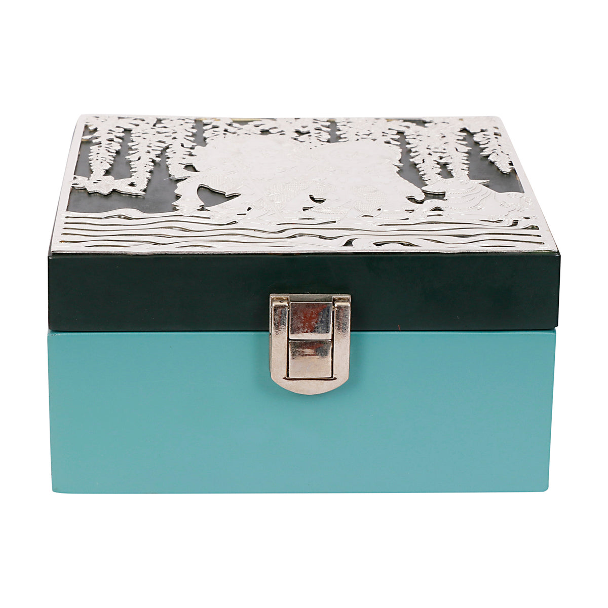 Silver Plated Shiv Parvati Box | 5x5 Brass Décor & Gift Box by Siansh