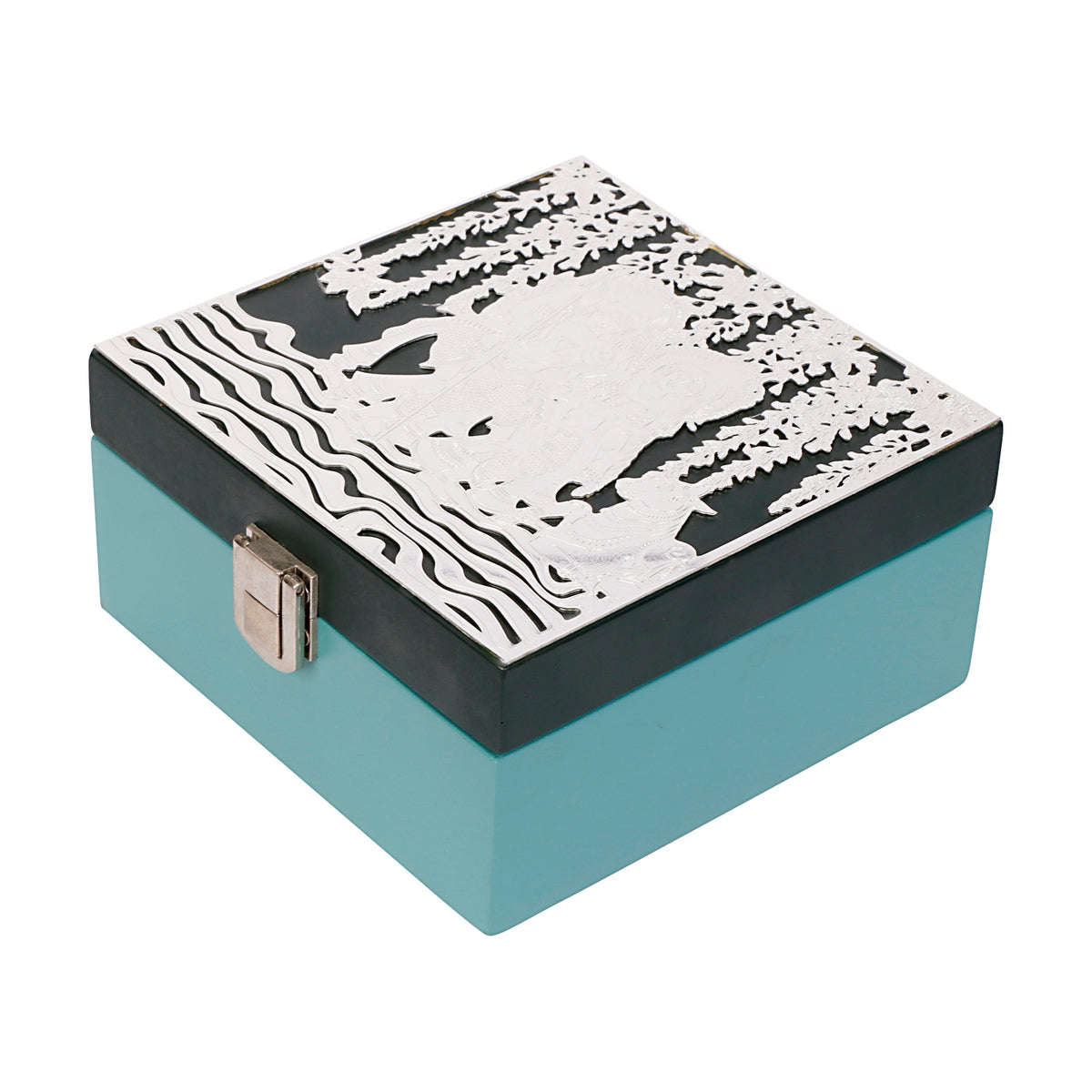 Silver Plated Shiv Parvati Box | 5x5 Brass Décor & Gift Box by Siansh