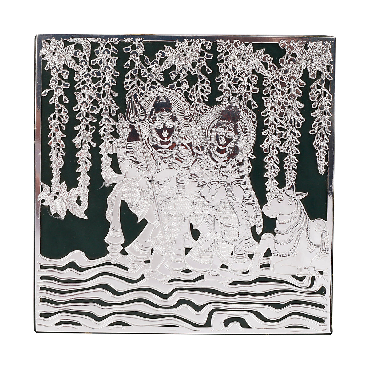 Silver Plated Shiv Parvati Box | 5x5 Brass Décor & Gift Box by Siansh