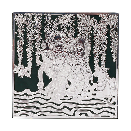 Silver Plated Shiv Parvati Box | 5x5 Brass Décor & Gift Box by Siansh