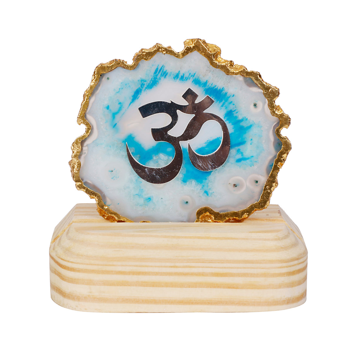 Agate Silver Plated Om Symbol for Spiritual Décor & Gifting | By Siansh