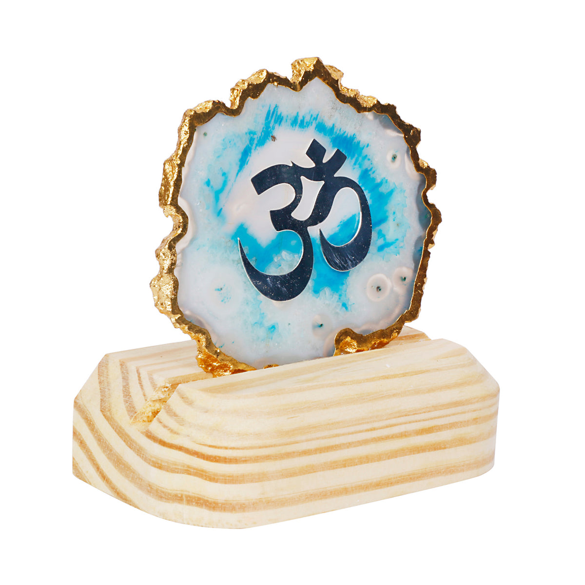 Agate Silver Plated Om Symbol for Spiritual Décor & Gifting | By Siansh