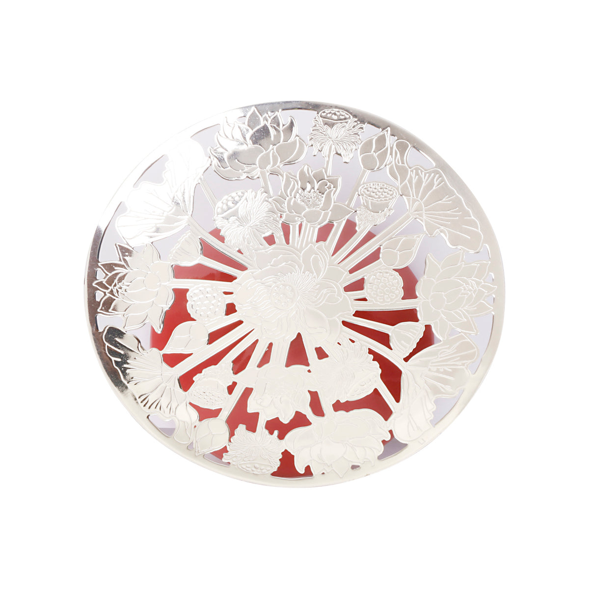 Silver Plated Round Etching Platter for Serving & Gifting | Luxury Resin Base by Siansh