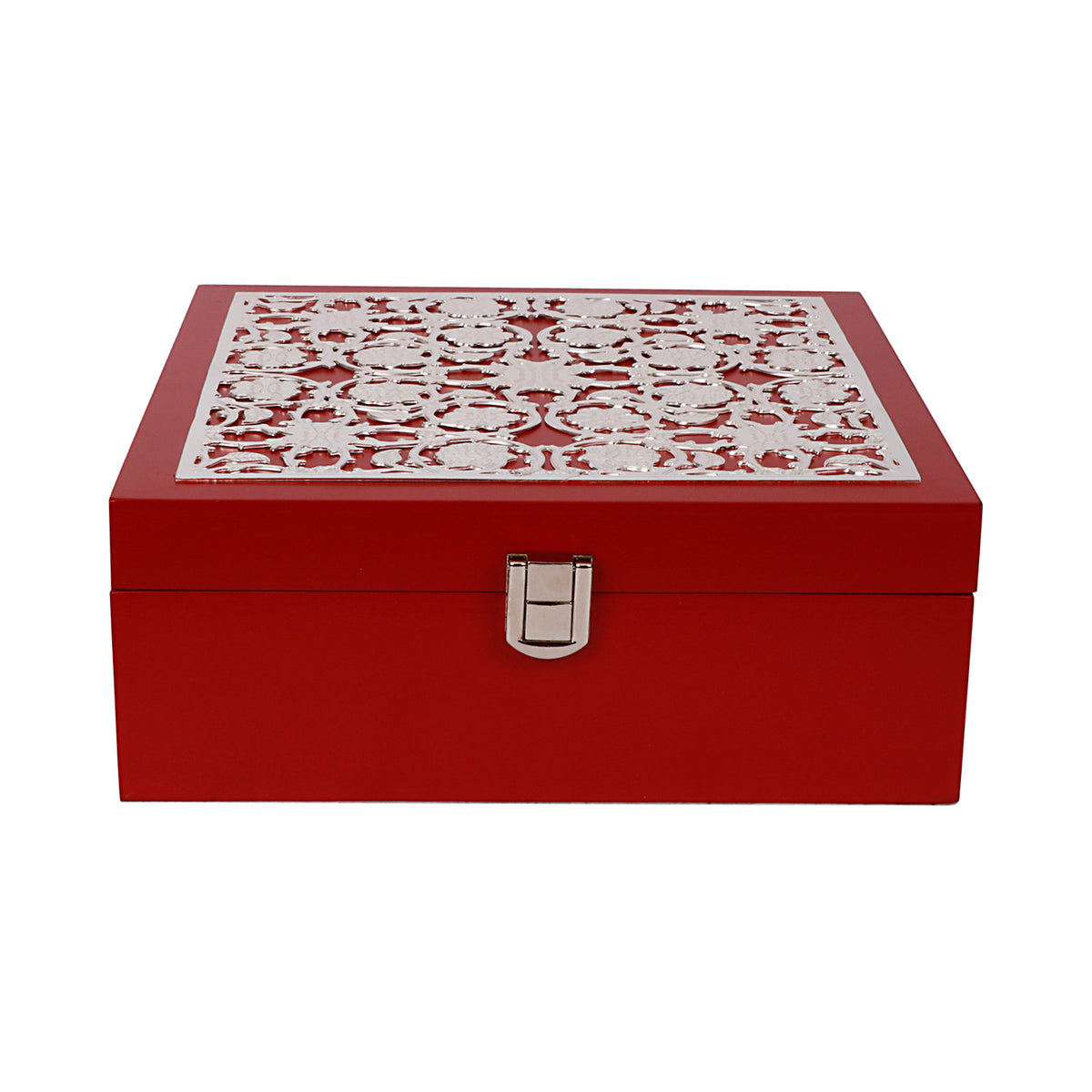 Intricately Etched Silver Plated Flower Box | 8x8 Decorative Multipurpose Gift Box