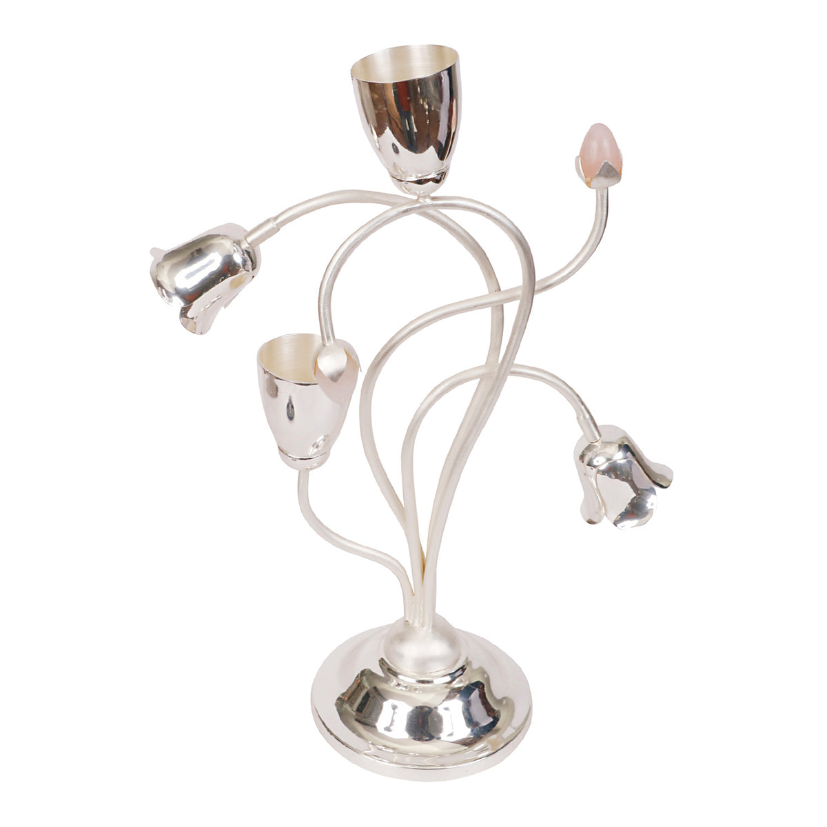 Silver Plated Bubbled Candle Stand | Artistic Console Decor by Siansh