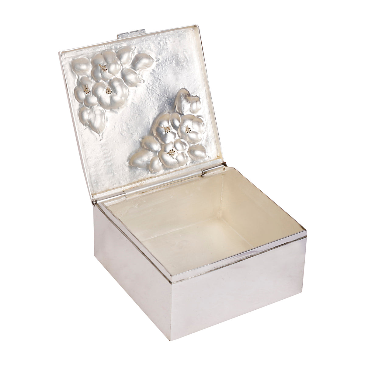 Square Silver-Plated Brass Box with Beaded Stonework – 10x9 | Luxury Gift Box in Swede Packaging