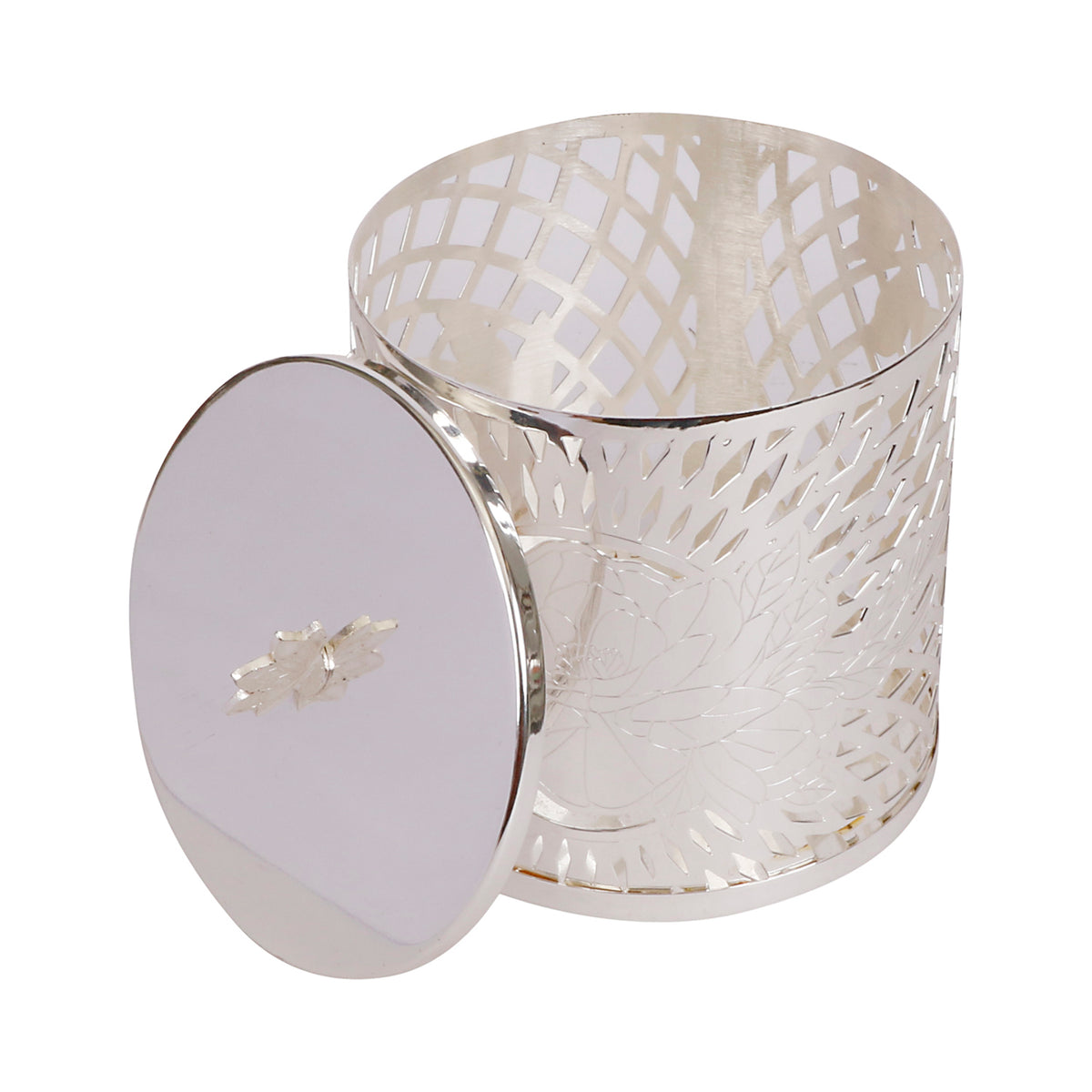 Silver Plated Brass Container with Lid | Elegant Storage & Gifting Jar by Siansh