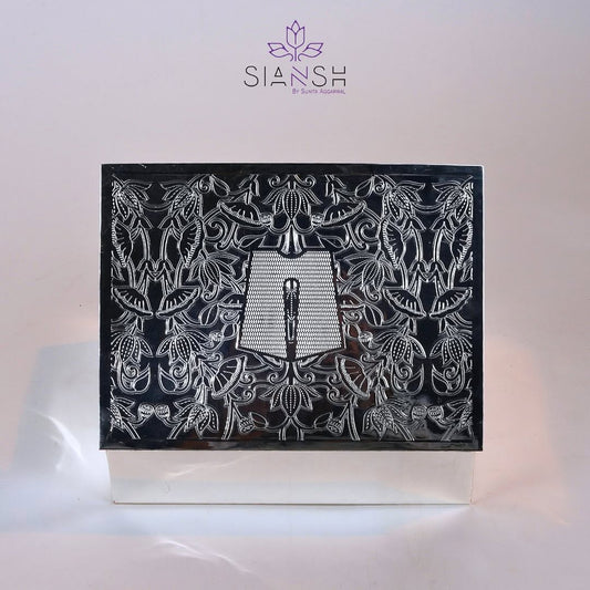 Silver-Plated Vishnu Tilak Box – 8x6 Full Brass Decorative Gift Box | Multipurpose Use with Swede Utility Packing