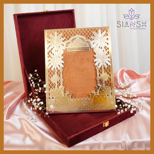 Luxury Silver-Plated Photo Frame with Royal Cow & Palm Design – Ideal for Gifting & Décor