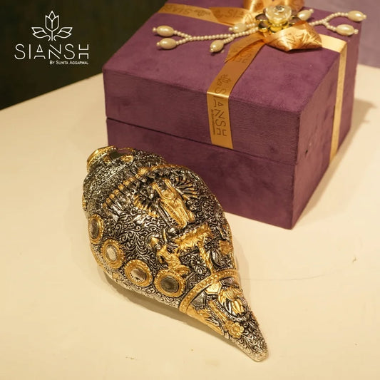 Silver Plated Vishnu Shankh – Sacred Conch Shell for Vaastu & Prosperity | Siansh
