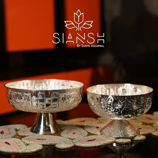 Silver Plated Intricate Design Urli Bowl | Decorative Brass Urli by Siansh