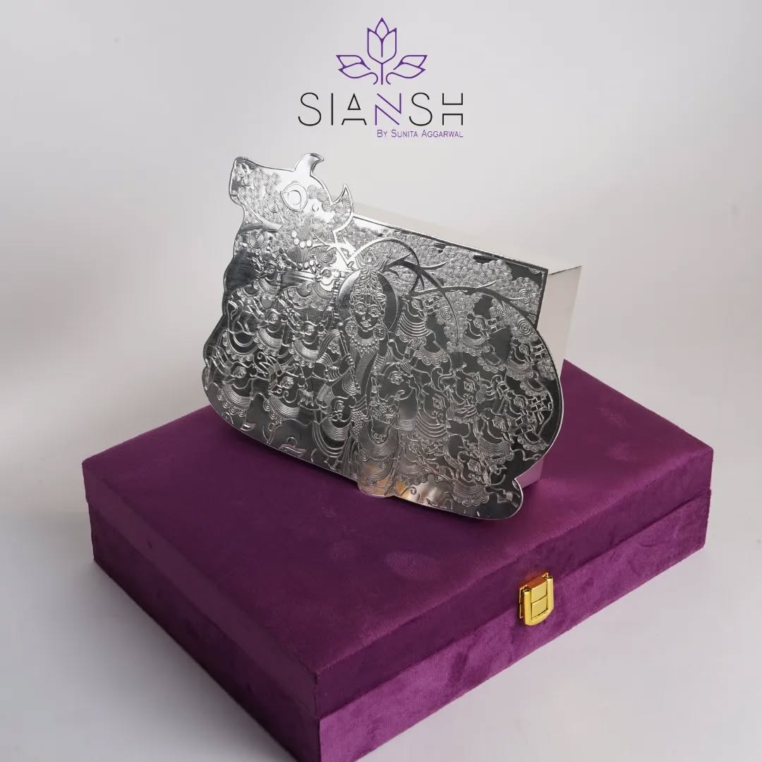Silver Plated Cow Shape Box | 8x6 Full Brass Decorative Keepsake from Siansh