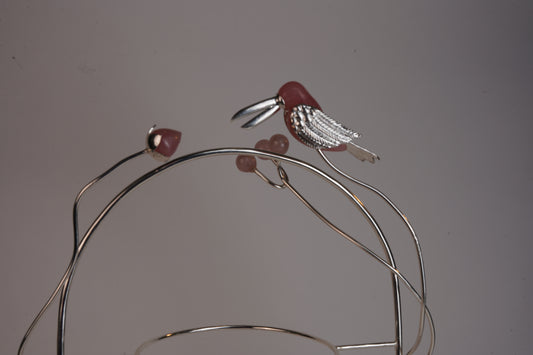 Toucan Bird 2-Tier Silver Plated Lotus Platter | Elegant Brass Stand for Serving & Décor by Siansh