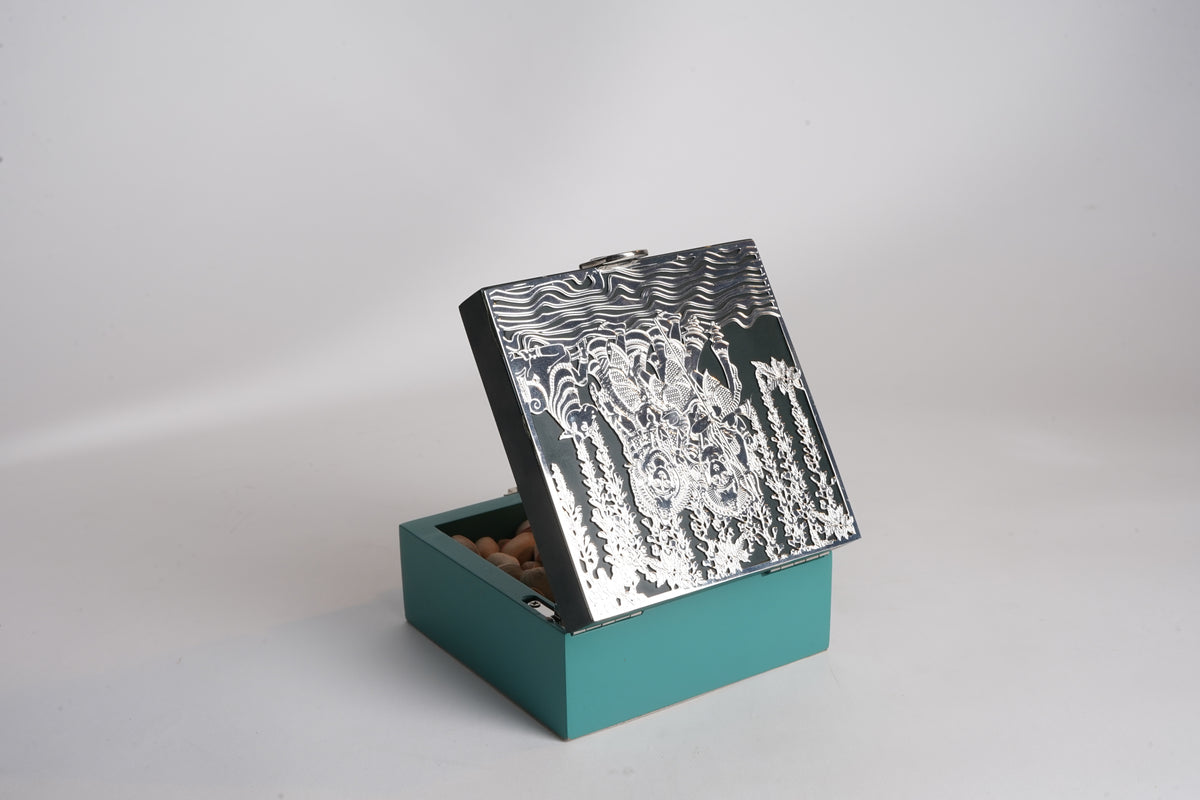 Silver Plated Shiv Parvati Box | 5x5 Brass Décor & Gift Box by Siansh