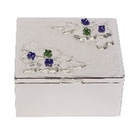 Square Silver-Plated Brass Box with Beaded Stonework – 10x9 | Luxury Gift Box in Swede Packaging