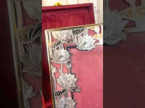 Elegant Silver-Plated Photo Frame with Intricate Lotus Design – Ideal for Weddings, Anniversaries & Corporate Gifting